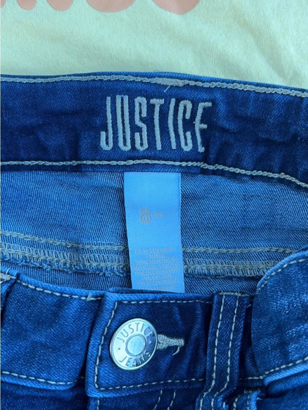 Justice Girls Navy Blue Stretch Denim Jeans and Bluey t shirt
